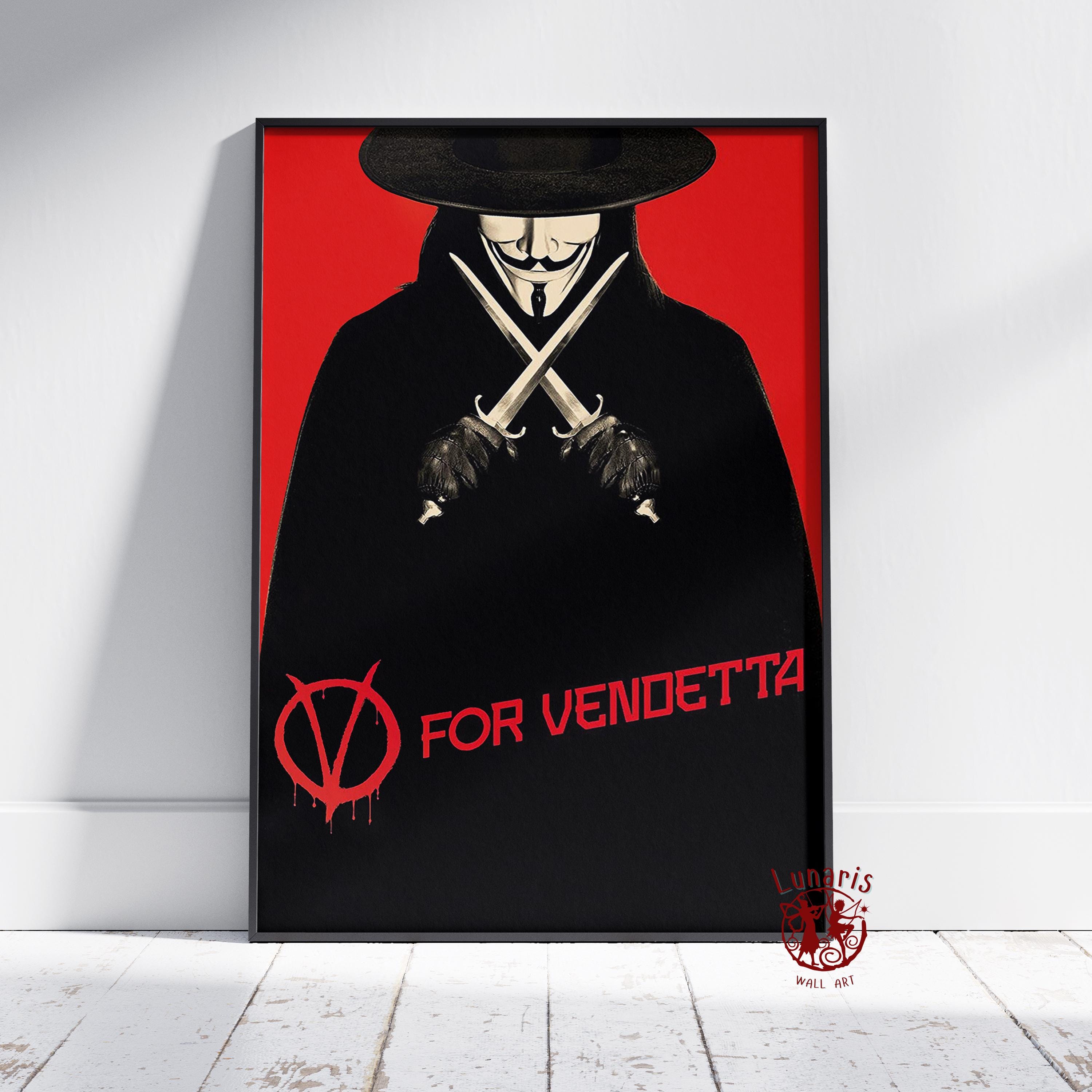 V for Vendetta Poster | V Wall Art | Unframed Canvas Print | Gift Movie ...