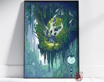 Hollow Knight Poster | Hallownest Wall Art | Unframed Canvas Print | Gift Game Poster