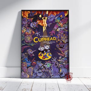Cuphead Poster | Mugman Wall Art | Unframed Canvas Print | Gift Game Poster