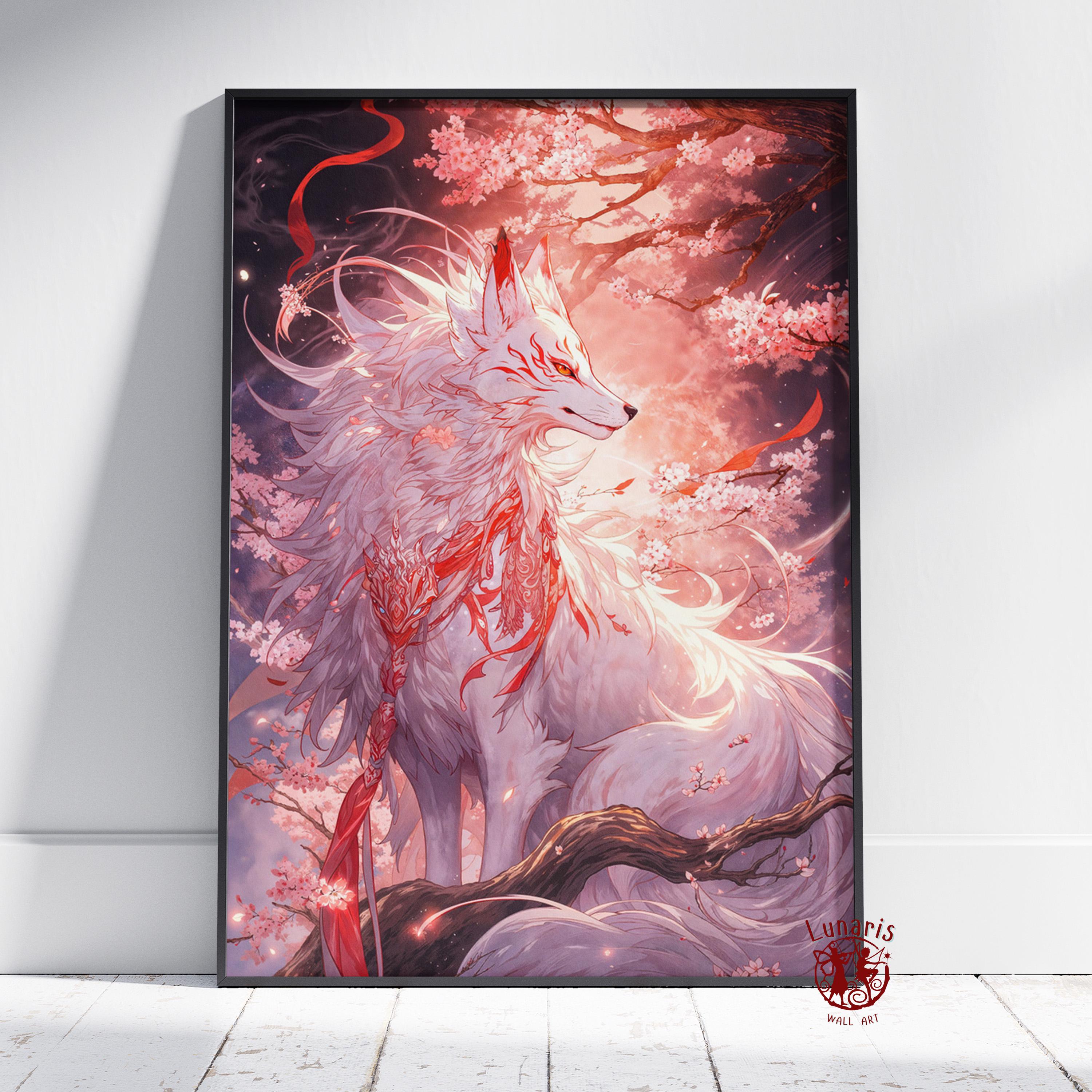 Nine Tailed Kitsune Poster | Traditional Japanese Wall Art