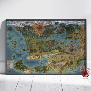 Dungeons and Dragons Faerun-poster | Muurkunst vergeten rijken | Niet ingelijste canvasafdruk | Game-cadeauposter