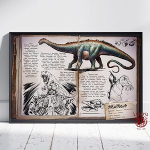 Ark Survival Evolved Dossiers Poster | Diplodocus Wall Art | Unframed Canvas Print | Gift Game Poster #5