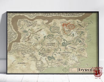 The Legend of Zelda Map Poster | Hyrule Wall Art | Unframed Canvas Print | Gift Game Poster