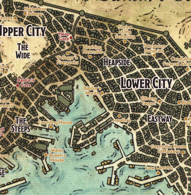 Baldur's Gate Map Poster | Dungeons & Dragons Wall Art | Unframed ...