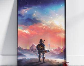 Zelda Poster | Breath of the Wild Wandkunst | Ungerahmt Leinwanddruck | Geschenk Spiel Poster