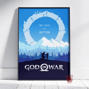 Plakat God of War | Grafika ścienna Kratos | Wydruk na płótnie bez ramki | Plakat z gry na prezent