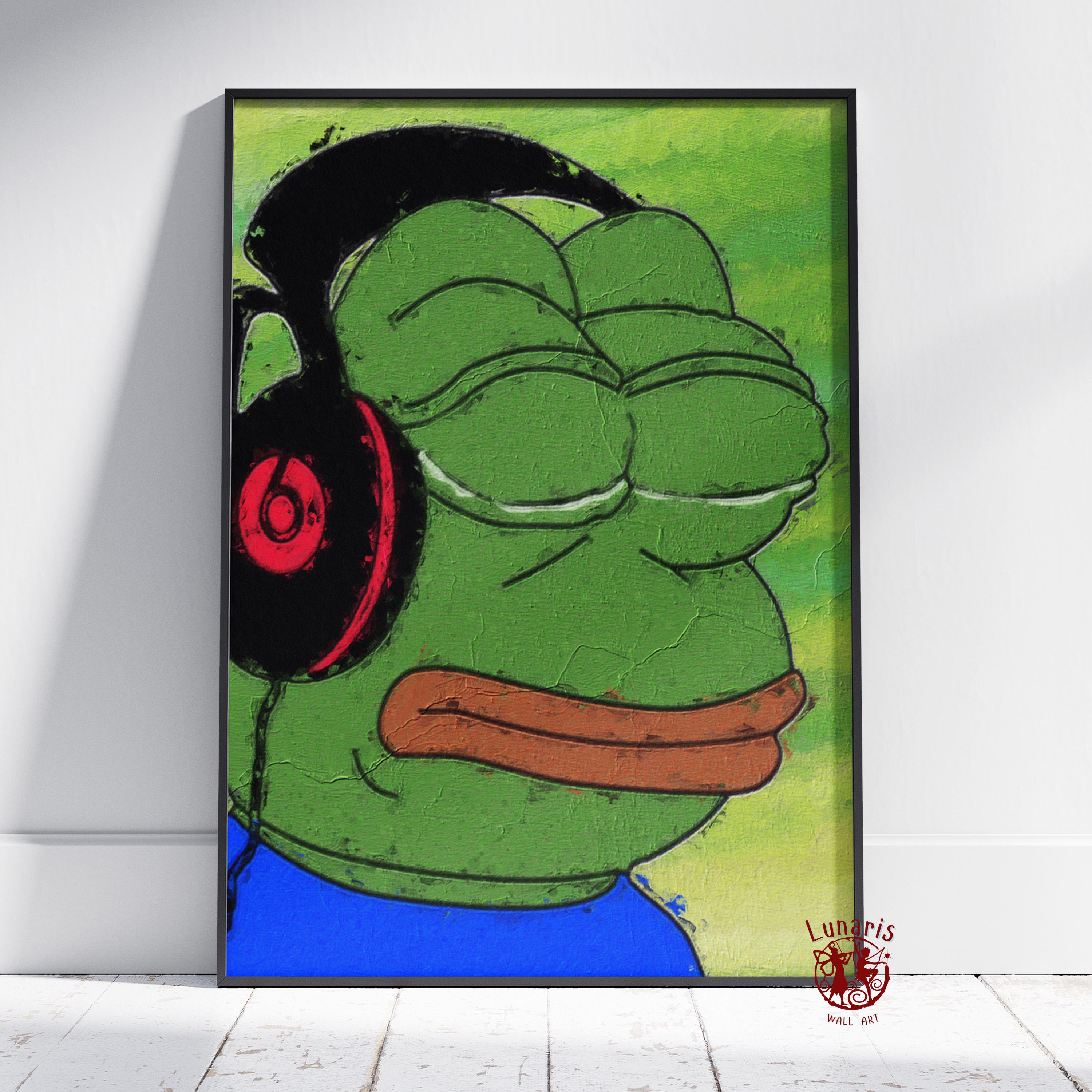 Pepe Meme Poster | Pepe the Frog Meme Wall Art | Unframed Canvas