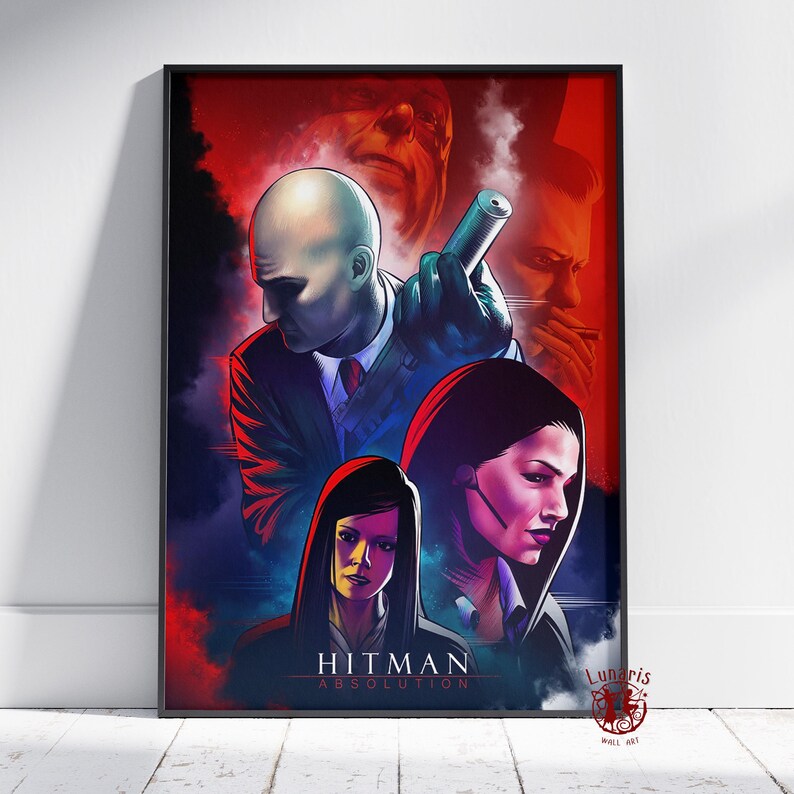 Hitman Color Hitman Game Poster | Agent47 Wall Art | Unframed Canvas Print | Gift ...