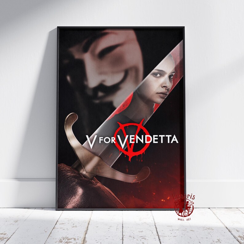 V for Vendetta Poster | V Wall Art | Unframed Canvas Print | Gift Movie ...