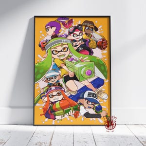Pôster de Splatoon | Arte de parede Inklings | Impressão em tela sem moldura | Pôster de jogo de presente nº 2