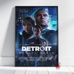 Detroit Become Human Poster | Connor Wandkunst | Ungerahmt Leinwanddruck | Geschenk Spiel Poster