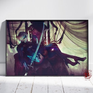 NieR Automata Poster | 2B Wall Art | Unframed Canvas Print | Gift Game Poster #3