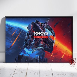 Mass Effect Poster | N7 Shepard Wall Art | Unframed Canvas Print | Gift Game Poster