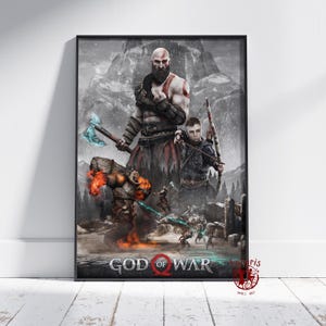 God of War Poster | Kratos Wall Art | Unframed Canvas Print | Gift Game Poster