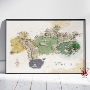 The Legend of Zelda Karte Poster | Hyrule Wandkunst | Ungerahmt Leinwanddruck | Geschenk Spiel Poster