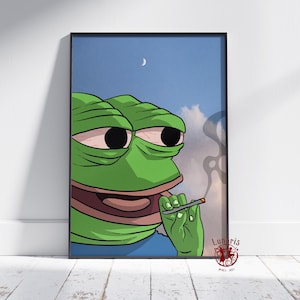 Pepe Meme Poster | Pepe der Frosch Meme Wandkunst | Ungerahmt Leinwanddruck | Geschenk Lustiges Poster