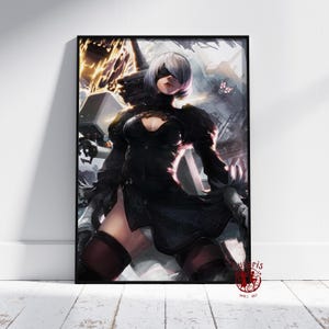NieR Automata Poster | 2B Wall Art | Unframed Canvas Print | Gift Game Poster #4