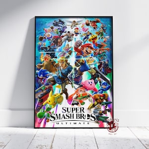 Super Smash Bros Poster | Mario Spiel Wand Kunst | Ungerahmt Leinwanddruck | Geschenk Spiel Poster
