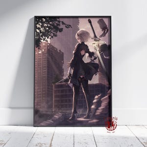NieR Automata Poster | 2B Wall Art | Unframed Canvas Print | Gift Game Poster