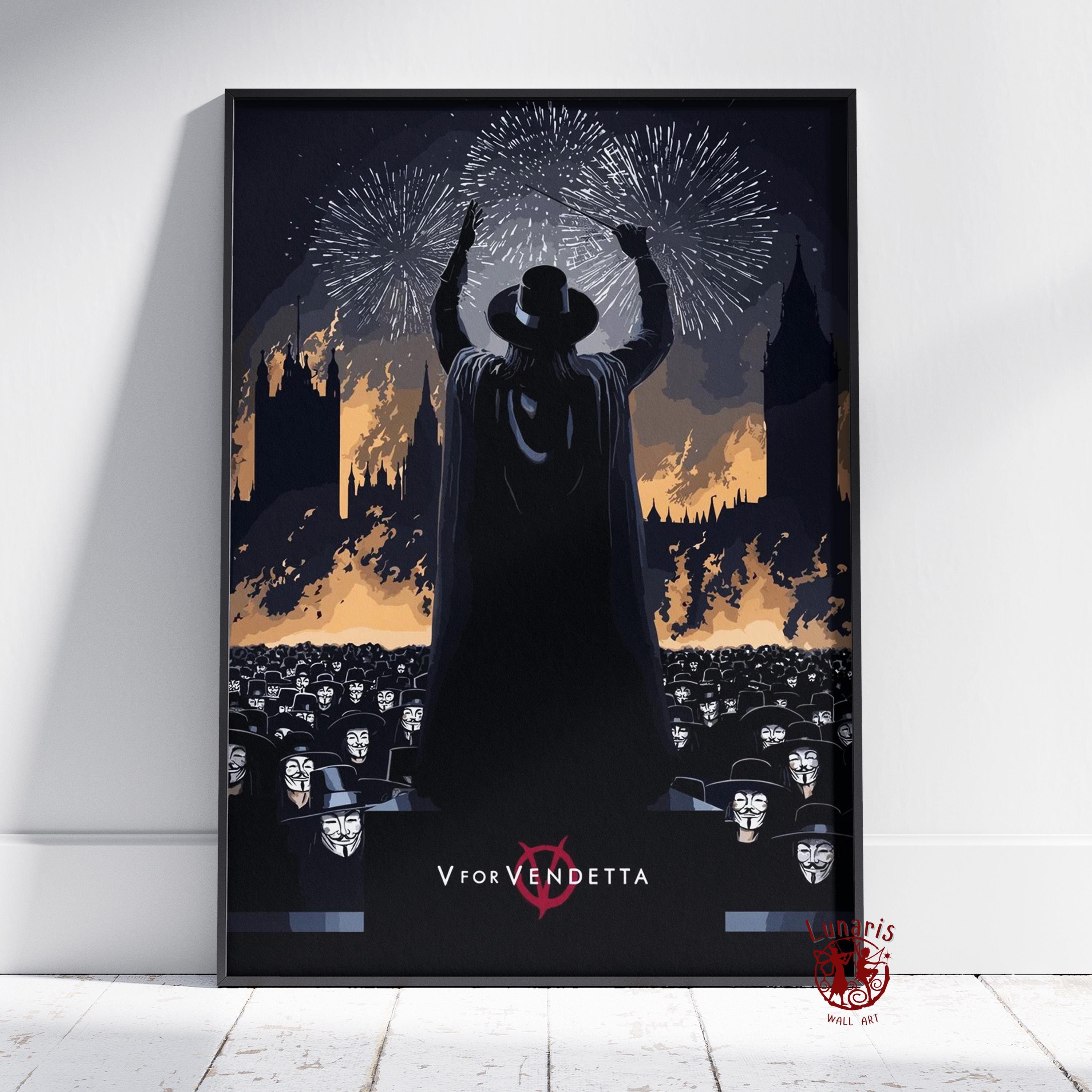 V for Vendetta Poster | V Wall Art | Unframed Canvas Print | Gift
