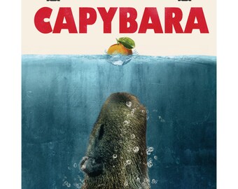Capybara Movie Parody Poster, Playful Home Decor