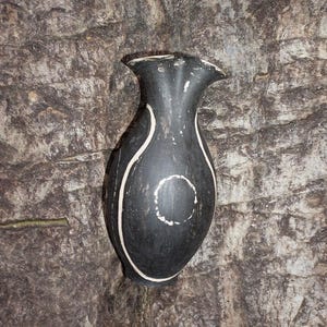 Handmade Black Ceramic Vase: Wabi Sabi Minimalist Pottery