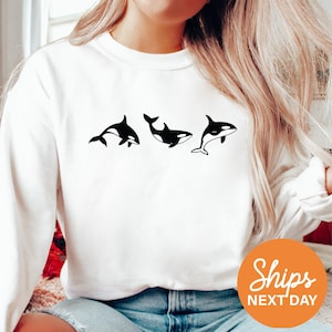 Whale Sweatshirt / Cute Orca Hoodie / Ocean Animal Sweater / Nautical Graphic Whale Shirt / Marine Life Gift / Whale Lover Sweatshirt