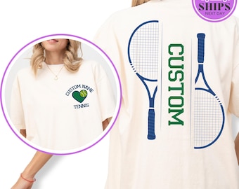 Custom Tennis Shirt, Personalized Tennis Tee, Comfort Colors T-Shirt, Tennis Player Gift, Sports Fan Tee
