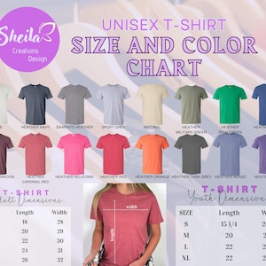 a women's t - shirt size and color chart