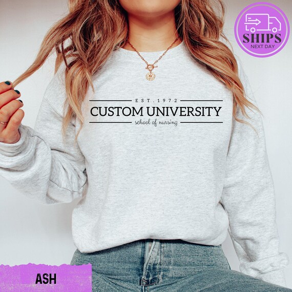 Custom College Sweatshirt, Personalized University Hoodie, Student Hoodie, Campus Crewneck, School Spirit Hoodie