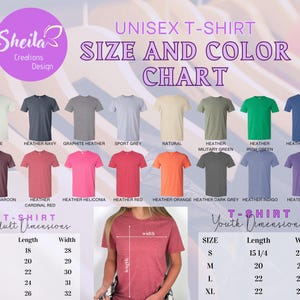 a women's t - shirt size and color chart