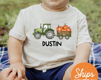 Personalized Pumpkin Tractor Halloween Shirt - Custom Kids Fall Tee