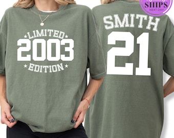 Custom 21st Birthday Shirt, Personalized 2003 Birthday Tee, Turning 21 Gift, Twenty First Party Top, Birthday Girl Tee