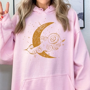 Moon Phase Sweatshirt / Boho Celestial Hoodie / Gold Moon Phases Crewneck / Witchcore Astrology Sweater / Cosmic Spiritual Gift