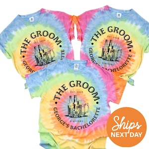 Custom Stag Do Photo Shirt / Tie Dye Groom T-Shirt Gift / Bachelor Party Tee / Wedding Squad Shirt / Funny Stag Group T-Shirts