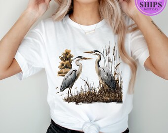 Retro Great Blue Heron Shirt / 90s Birding Tee / Wildlife Nature Shirt / Bird Lover Gift / Boho Bird Apparel / Unisex Nature Tee