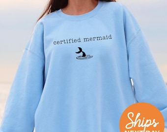 Mermaid Sweatshirt, Mermaidcore Hoodie, Beach Lover Crewneck, Ocean Gift, Sea Goddess Sweater