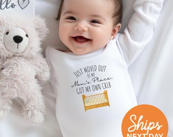 Just Moved Out of Mom Bodysuit, Funny Baby Shower Gift, Pregnancy Announcement, Baby Coming Home Outfit