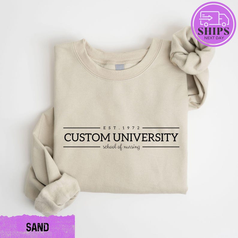 a t - shirt with the words custom university printed on it