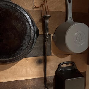 ACTUAL railroad spike steak flipper.  LEFT HAND.  Please read full description.