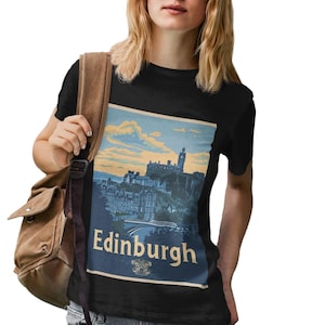 Edinburgh T Shirt, Vintage Travel Poster Print