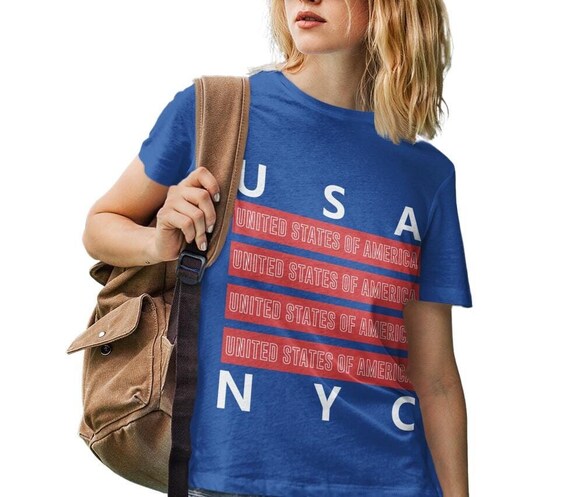 T-shirt New York City NY USA - Marque B&C, Coton Noir - Neuf Avec étiquettes, Fait En France