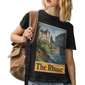 The Rhine Valley T Shirt, Vintage Travel Poster Print