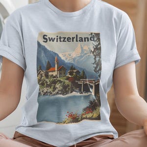 Switzerland T Shirt, Vintage Travel Poster Print