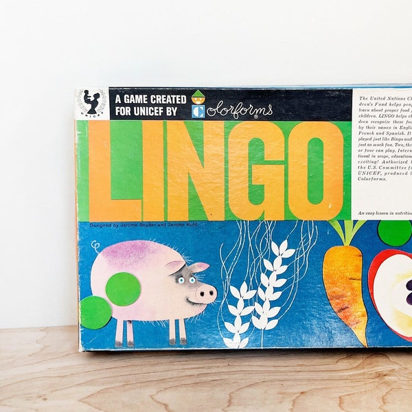 Lingo Game by Colorform for Unicef/ Great Mid Century Design by Jerome Snyder & Jerome Kuhl / HTF Multi Language Complete Game