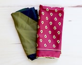 Two Vintage Italian Silk Scarves or Pocket Squares Ashear Silk Handkerchief and Handcraft Incorporated