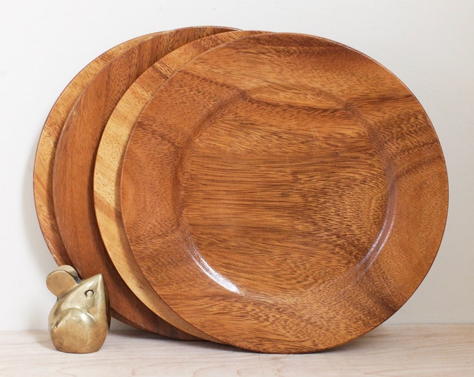 Mid Century Teak Wood Dinner Plates Set of 4/ 10 Dinner Plates or