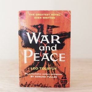 War and Peace by Leo Tolstoy 1955 Dell Abridged Paperback Edition/ Cool Mid Century/ Richard Powers Cover Art