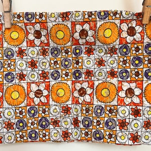 Scandinavian Mid Century Fabric / Cute & Unique 1960s Floral Fabric 44&quot; x 33.5&quot; / Cool Retro Swedish Style Fabric