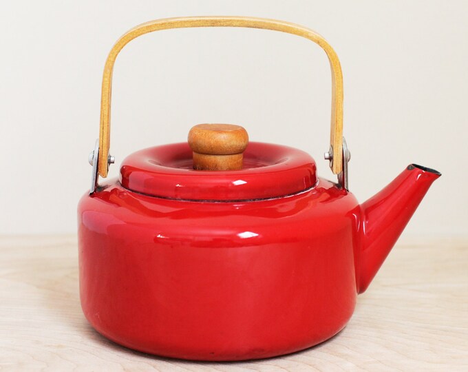 Mid Century Red Copco Tea Kettle Designed by Michael Lax/ HTF